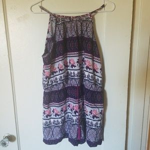 Mossimo Dress Purple Patterned w/ Violet Tassle XL